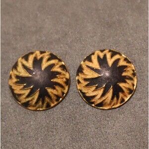 Vintage Black Starburst Sunburst Orena Earrings